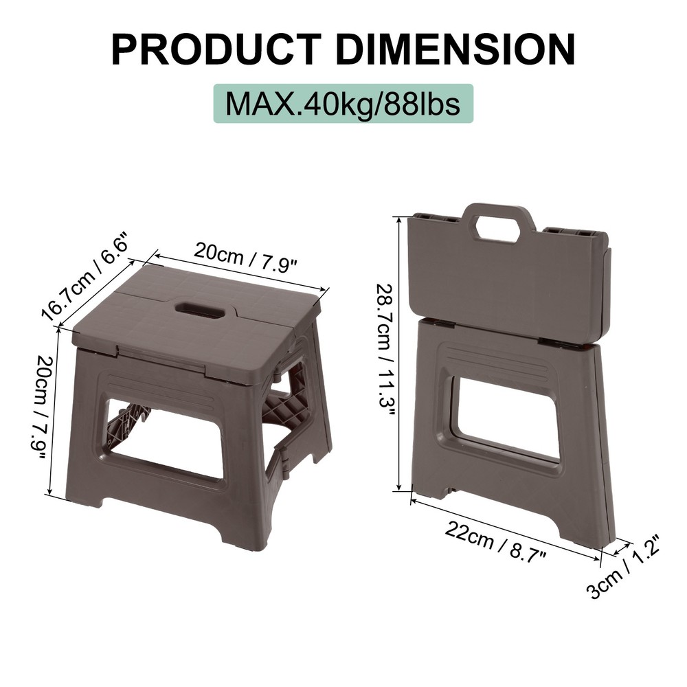 8" Folding Step Stool for Adults 88 lbs Capacity Brown