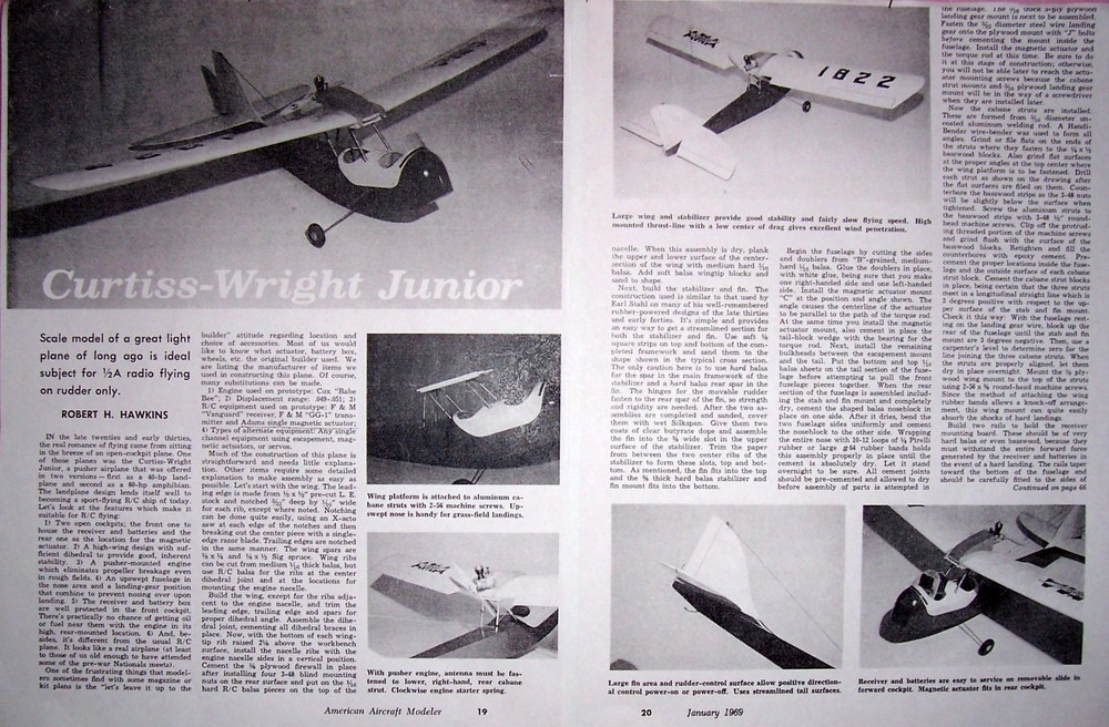 CURTISS-WRIGHT JR. & DRAFTY PLANS + BUILDING ARTICLES RC & FF Model Airplanes
