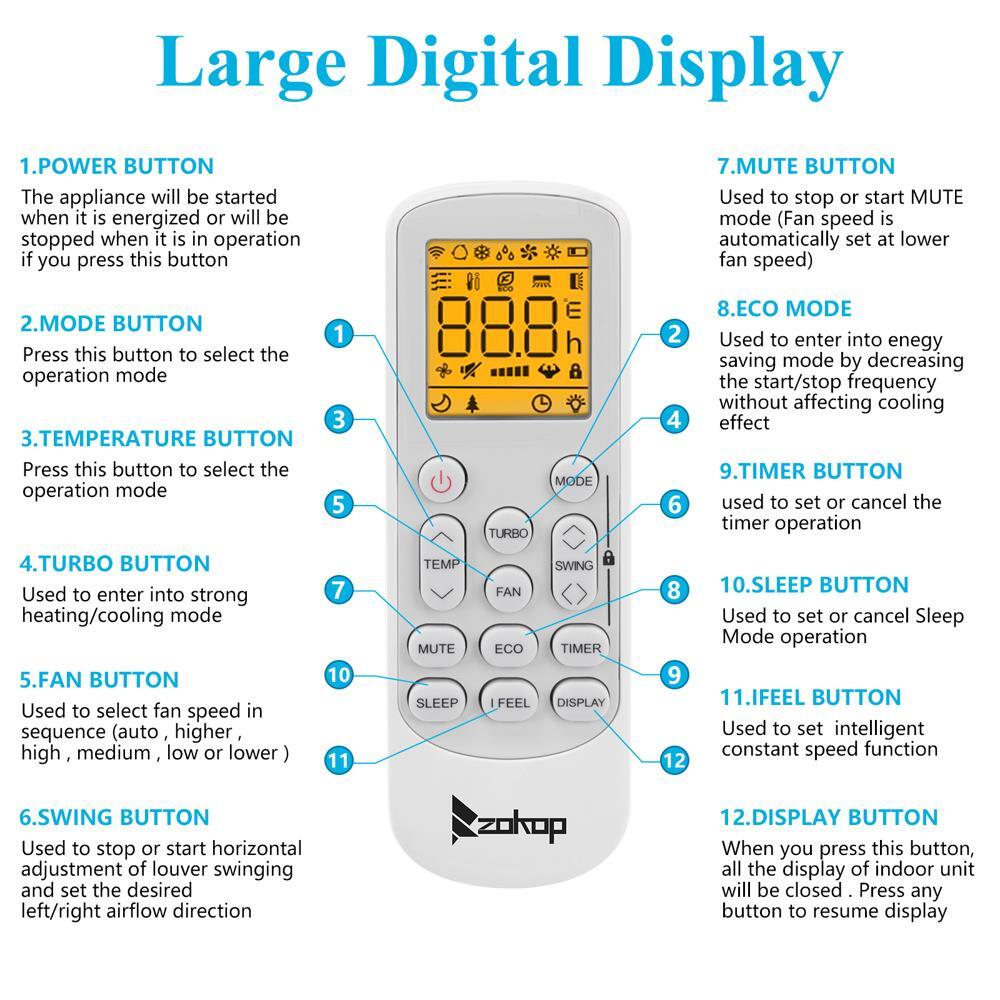 ZOKOP 9,000 - 18,000 BTU Ductless Mini Split Air Conditioner Inverter Heat WIFI