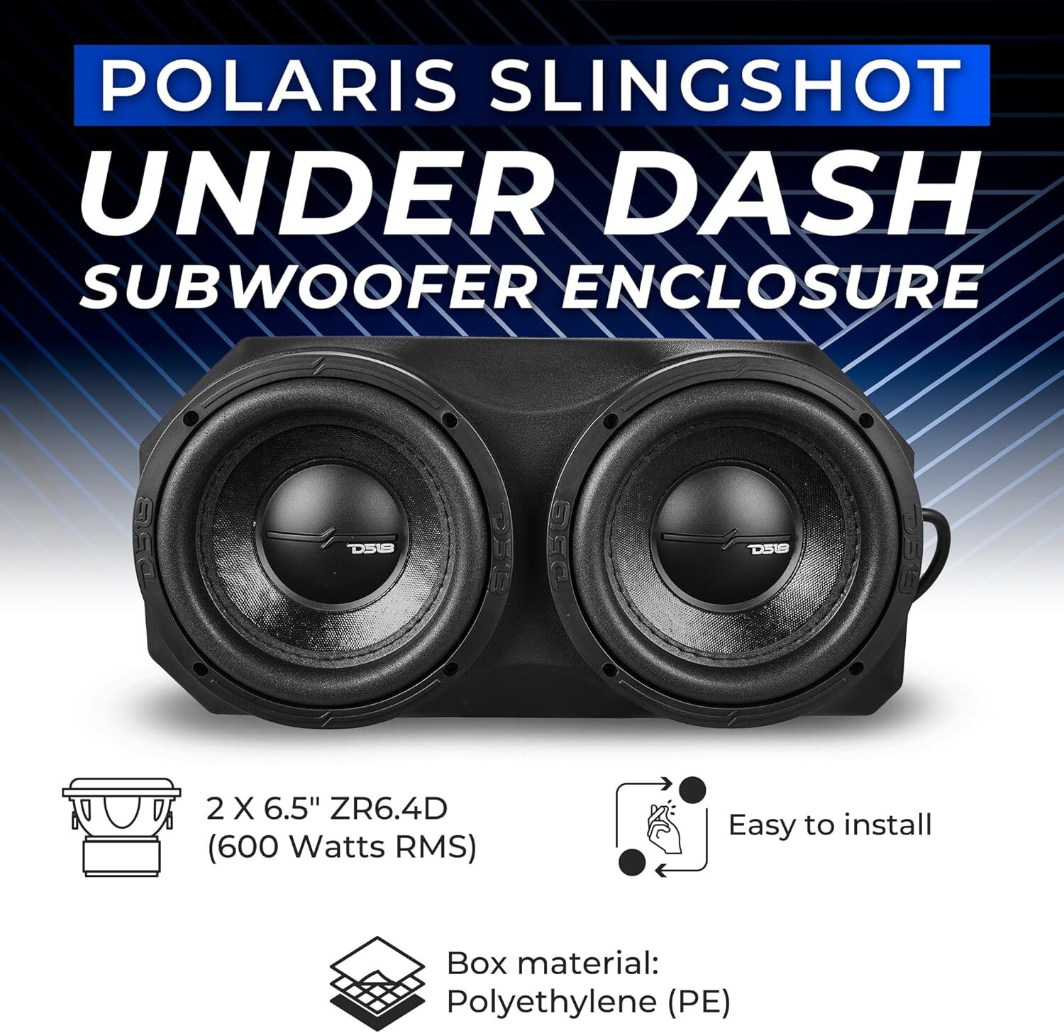 DS18 Polaris Slingshot Under Dash Enclosure with 2x 6.5" Subwoofers + Amplifier