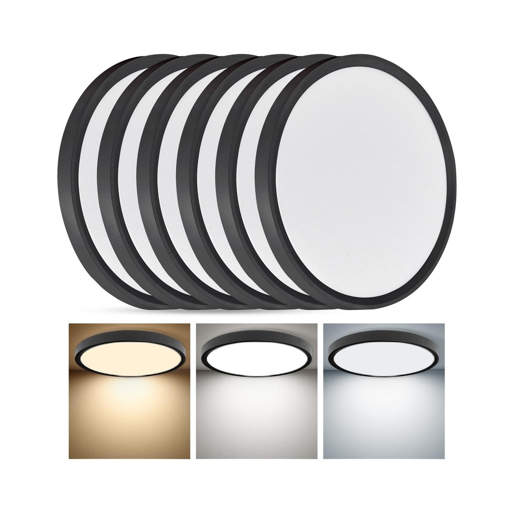 6PK 12 Inch Super Slim LED Flush Mount Ceiling Light, 24W, 2520LM, Selectable...