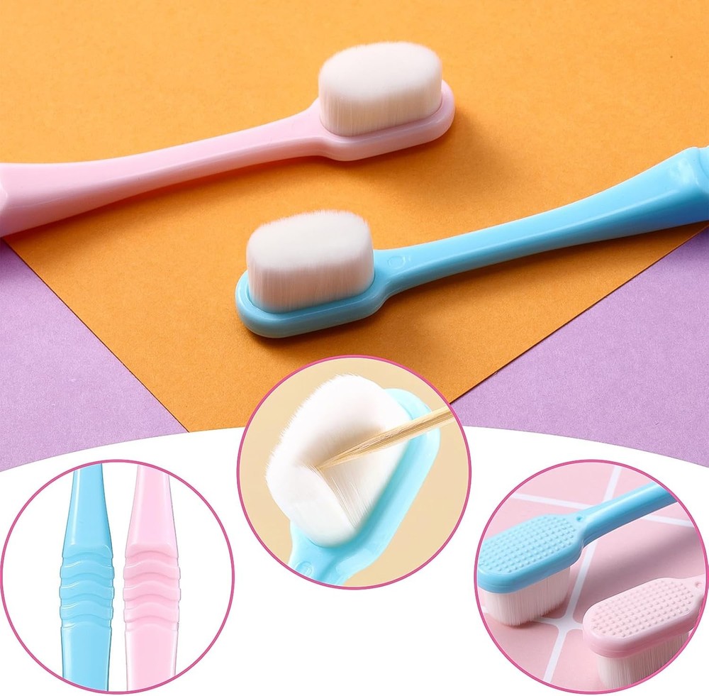 4 Pieces Extra Soft Toothbrushes Micro Nano Manual Toothbrush for Sensitive...