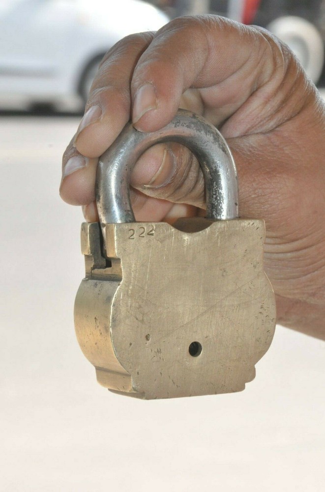 Vintage Brass Handcrafted Unique Shape 6 Levers unique Shape Padlocks