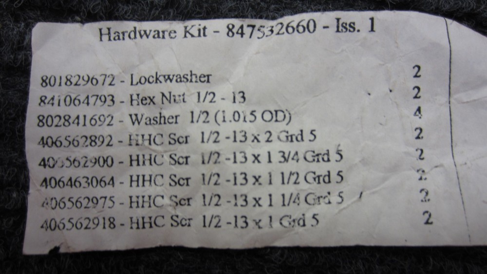 847532660- Hardware kit ISS.1 Material for cable rack fabrication and support