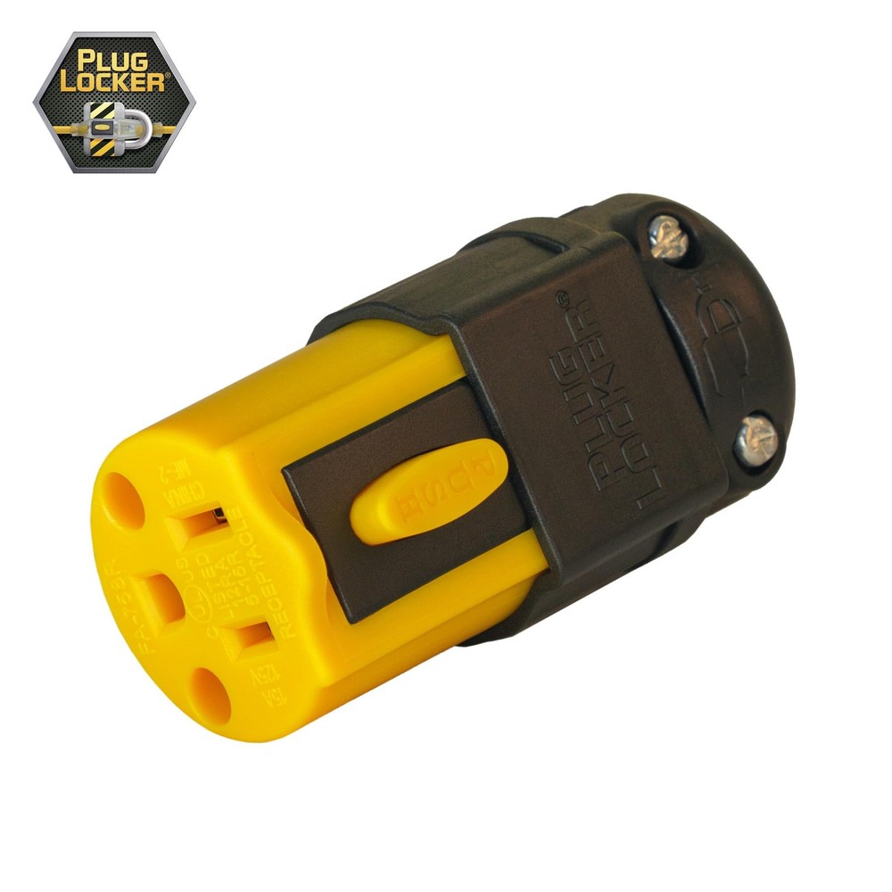 PlugLocker Locking Extension Cord Connector Replacement End - 15A, 125V - No...