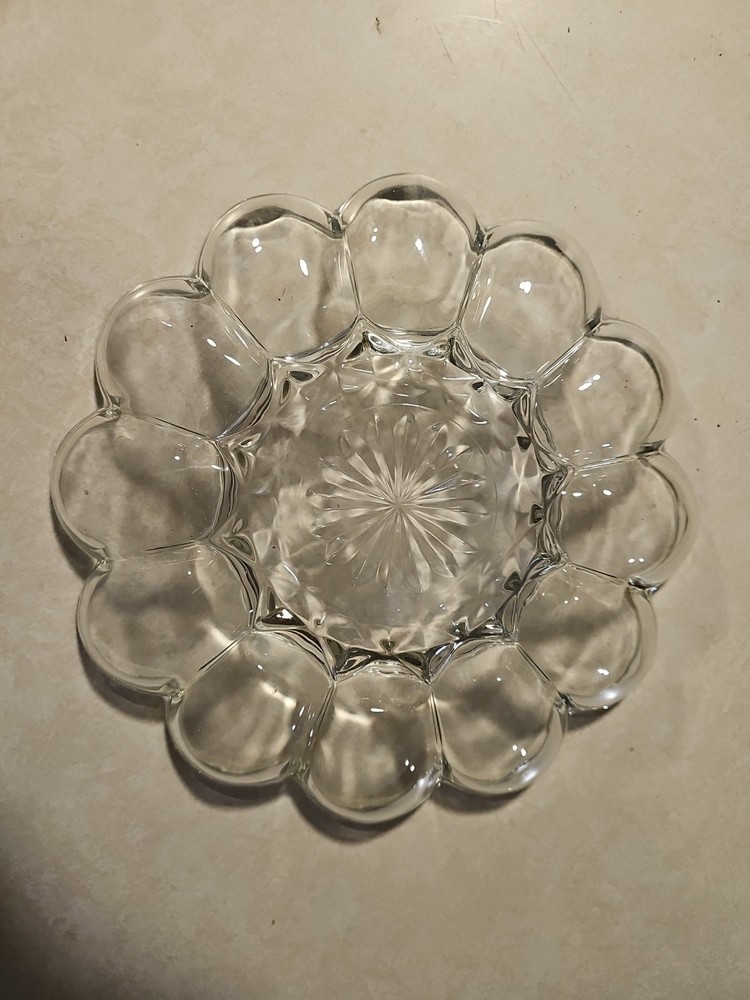 Vintage Crystal Anchor Hocking Deviled Egg Serving Tray
