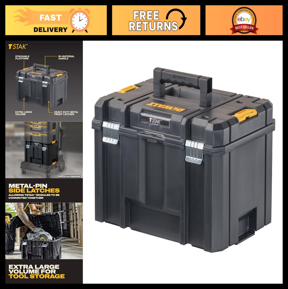 Extra Large Tool Box with Removable Tray, Water Resistant, Durable Storage Solut