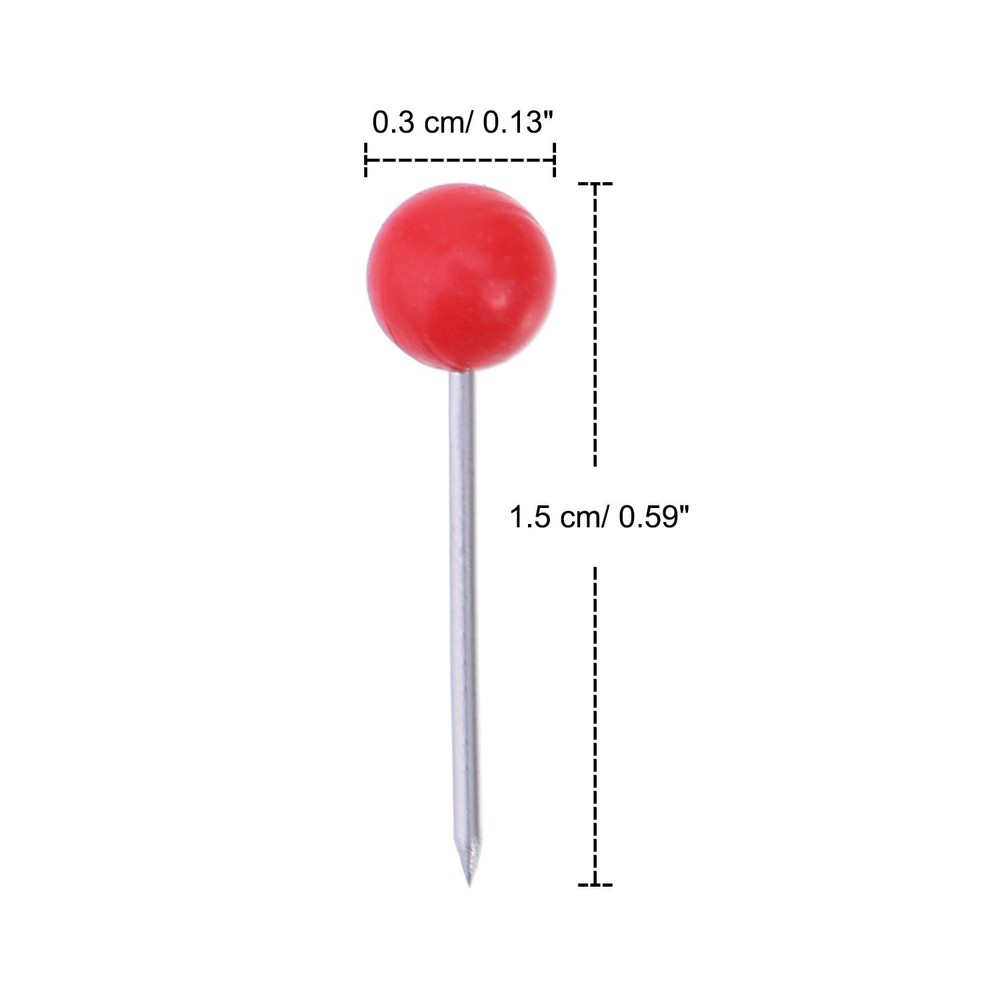 WILLBOND 500 Pack Map Push Pins Tacks Small Round Head 1/8 inch, Red