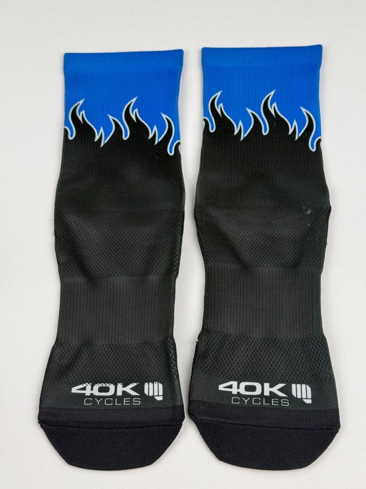 Custom Lab Thrill Knucks Socks SIZE Medium/Large Blue/Black Flames