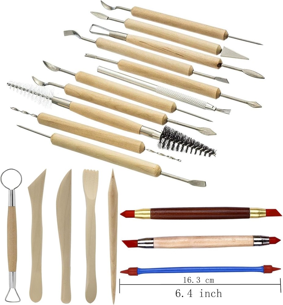 Professional Quality Clay Carving Tools Set - 32 Double-Sided Sculpting Tools