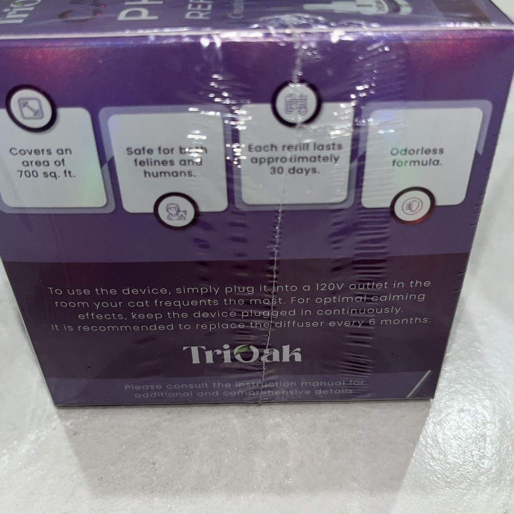 Tri-Oak Calming Pheromone For Cats 4 Diffuser Refills NEW/SEALED