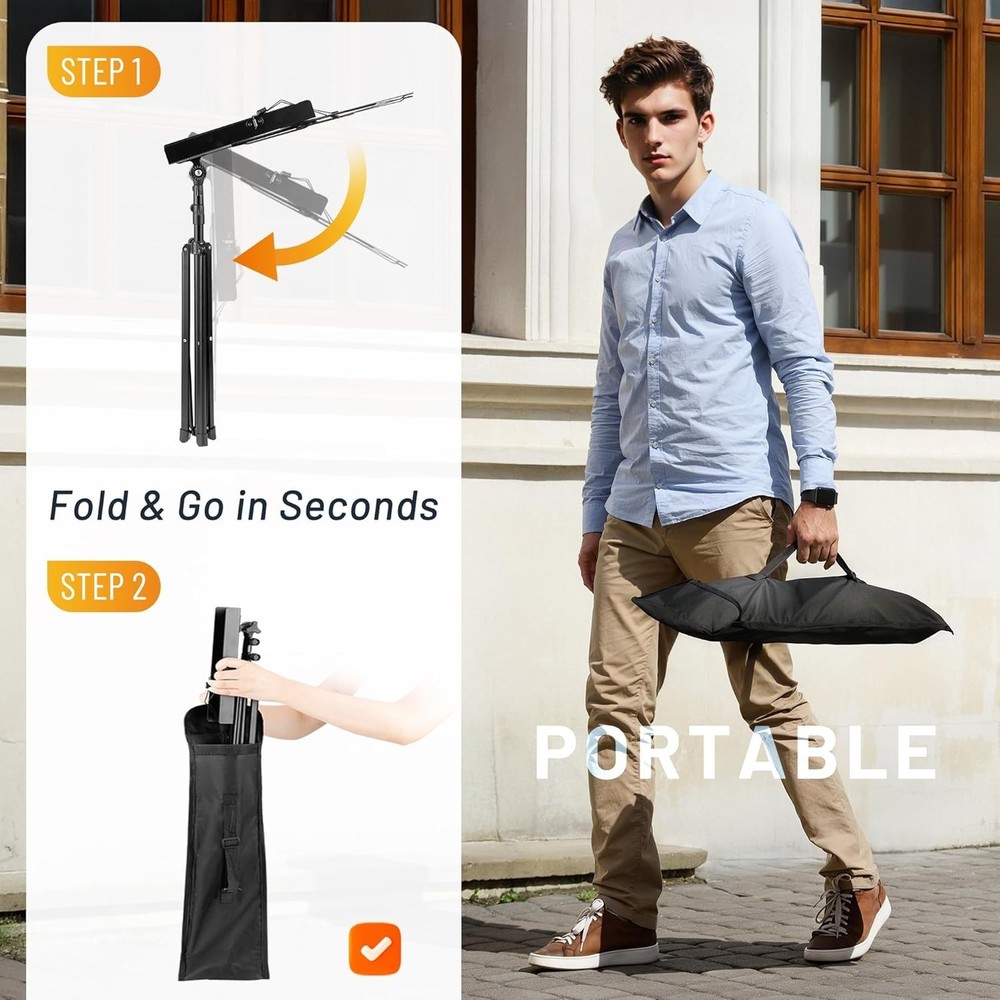 Folding Music Stand for Musicians: Lightweight, Extra Stable & Height Adjustable