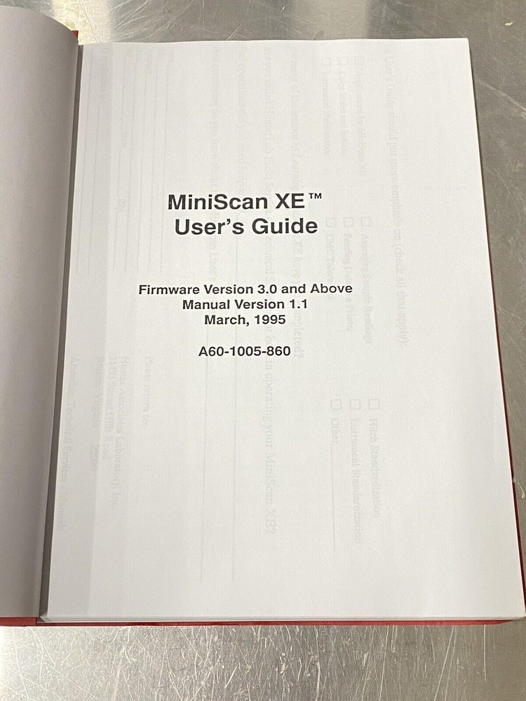 HunterLab MiniScan XE - Users Manual / Guide / Instructions