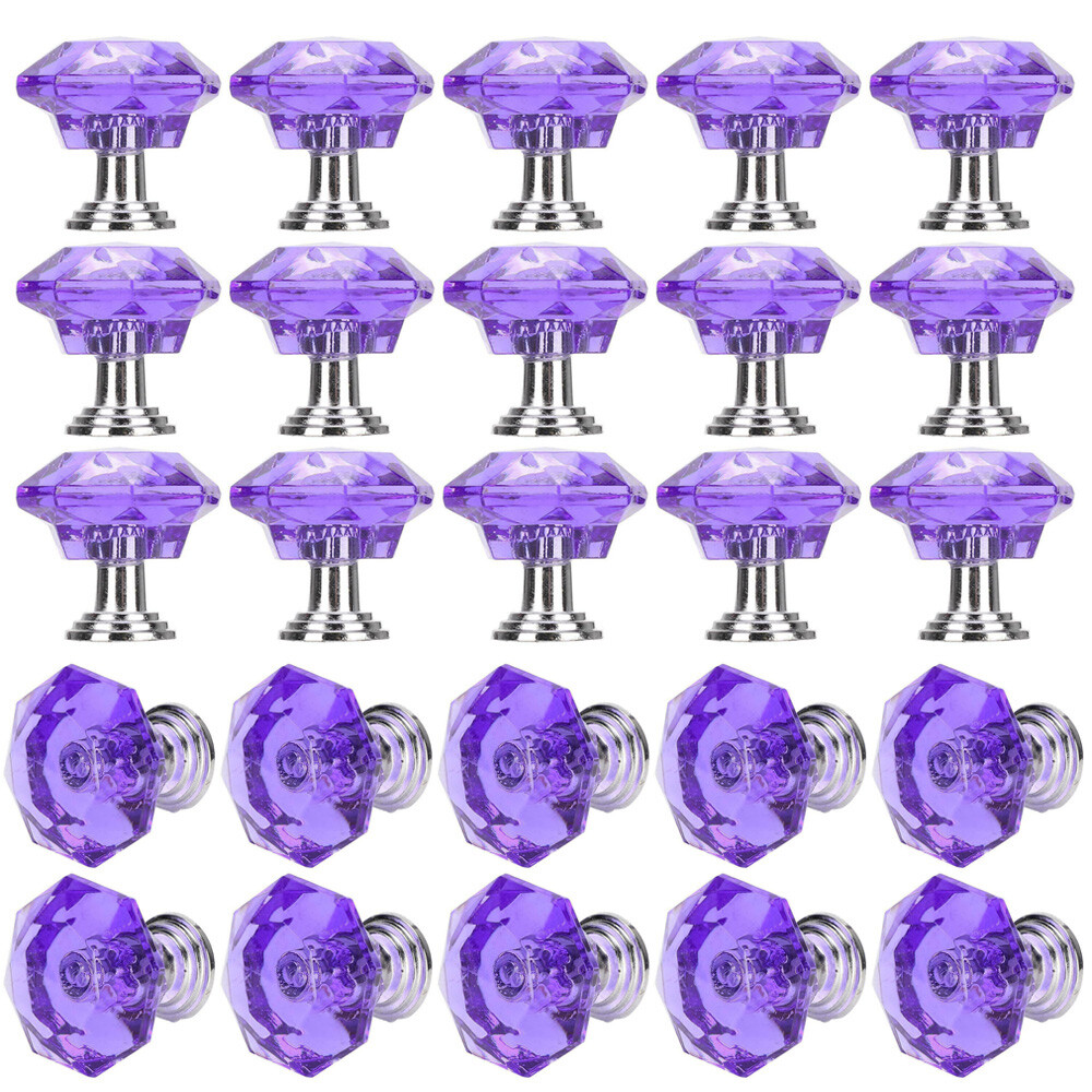 25X Crystal Diamond Dresser Knobs Drawer Pull Handle Cabinet Door Purple US EOB