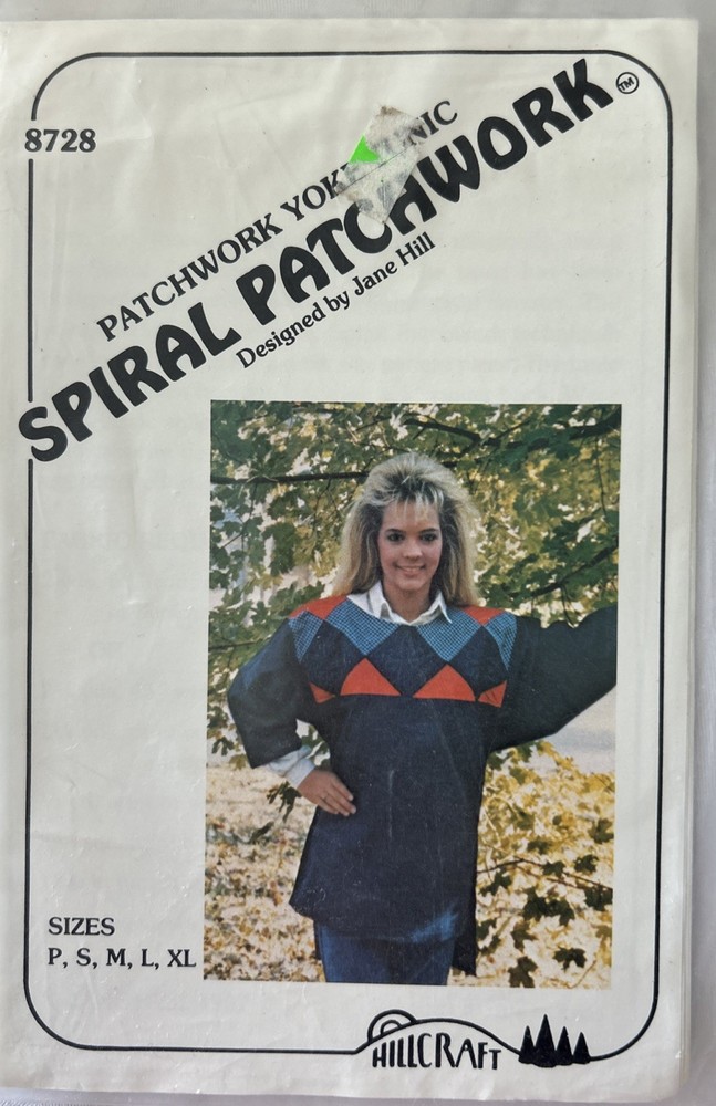 1987 Hillcraft 8728 Spiral Patchwork Patchwork York Tunic sewing pattern uncut