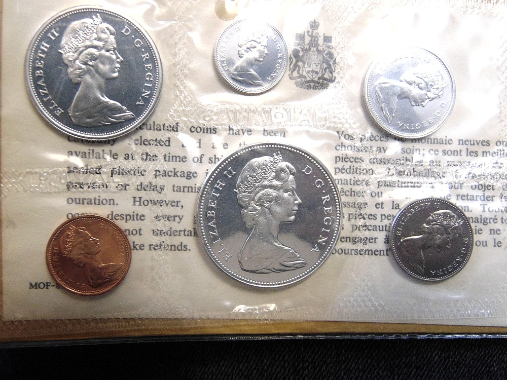 1967 PL coin set CANADA Canadian Centennial Alex Coleville + dollar note UNC