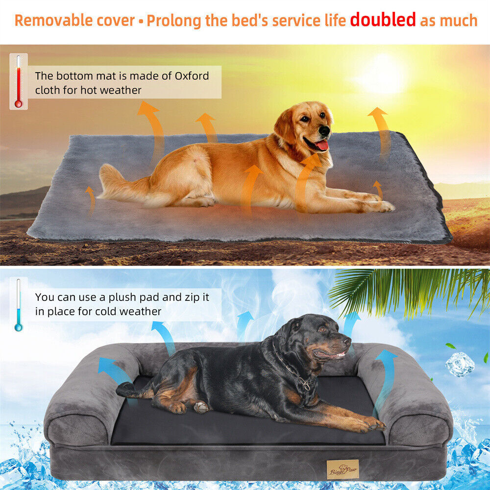 XXLarge Orthopedic Memory Foam Dog Bed Waterproof Pet Sofa Couch Removable Cover