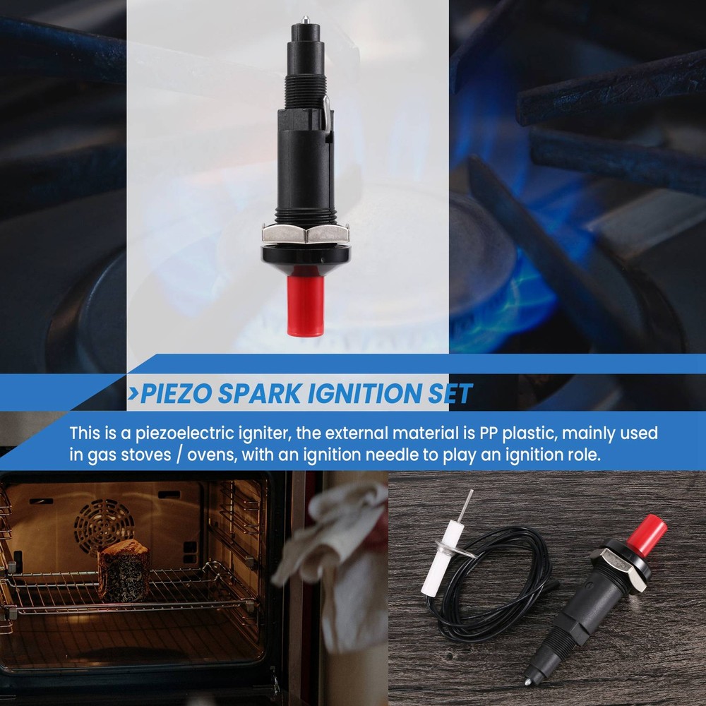 Piezo Ignition Set With Cable 1000Mm Long Push Button Kitchen For9978