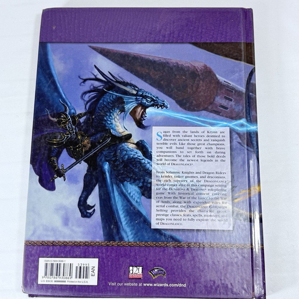 Dragonlance Campaign Setting D&D d20 WotC Hardcover Weis Perrin
