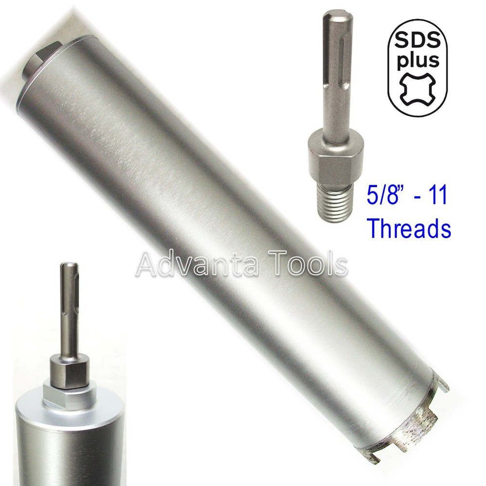 Combo: 5” Dry Diamond Core Drill Bit for Hard Concrete with SDS Plus Adapter