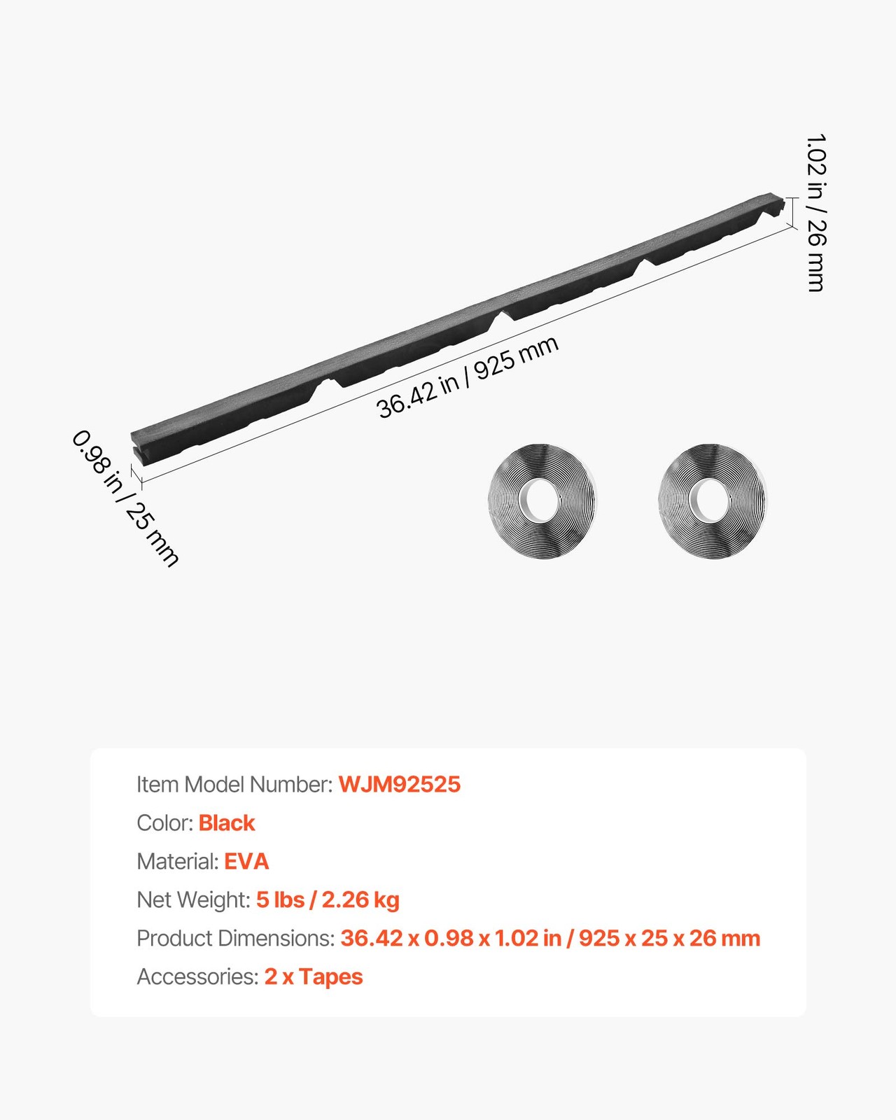 VEVOR Foam Closure Strips Metal Roof Outside EVA Foam Closure Strip (20 Pieces)