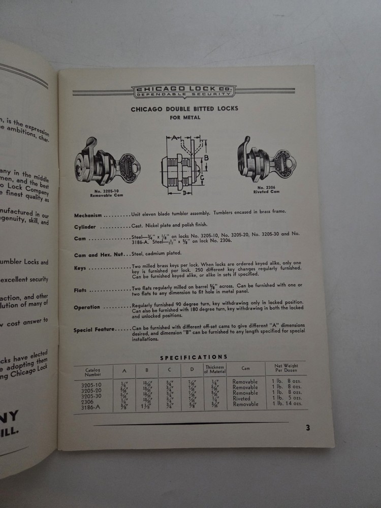 Chicago Lock Company Vintage Catalog