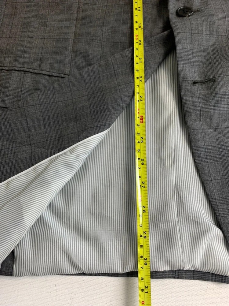 MARKS & SPENCER BLAZER JACKET 44 MEDIUM GREY Tailored Fit Checked Dogtooth