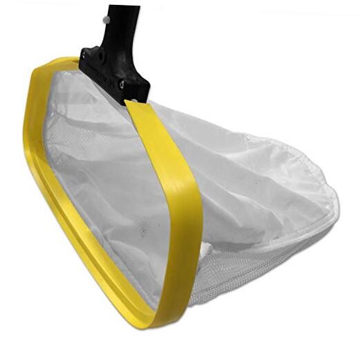 Pool Net - 14" Round, Yellow, Plastic, Polycarbonate Handle, Compact, Durable