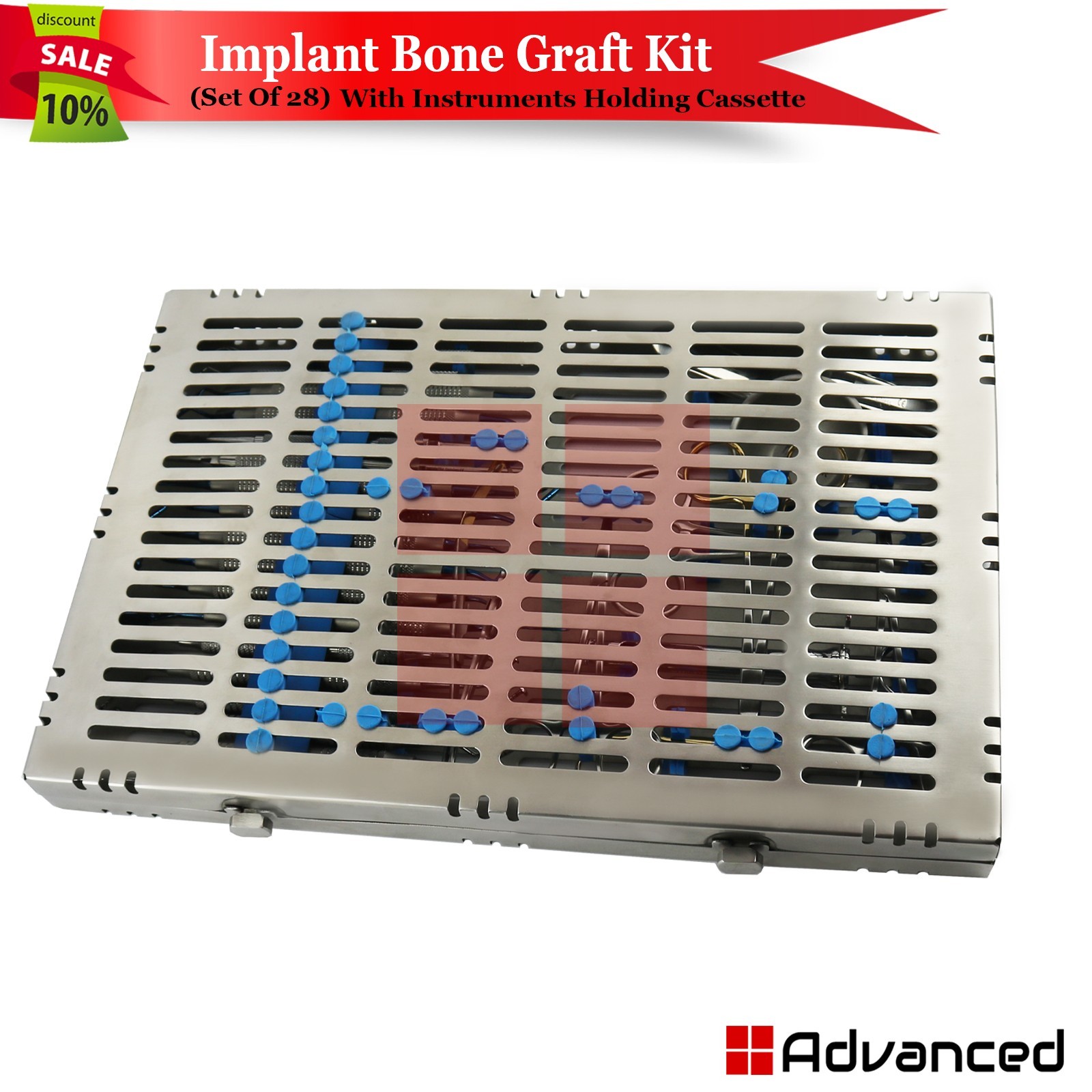 28 Pcs Implant Bone Graft Surgery Kit Dental Surgical Instruments W/ CASSETTE