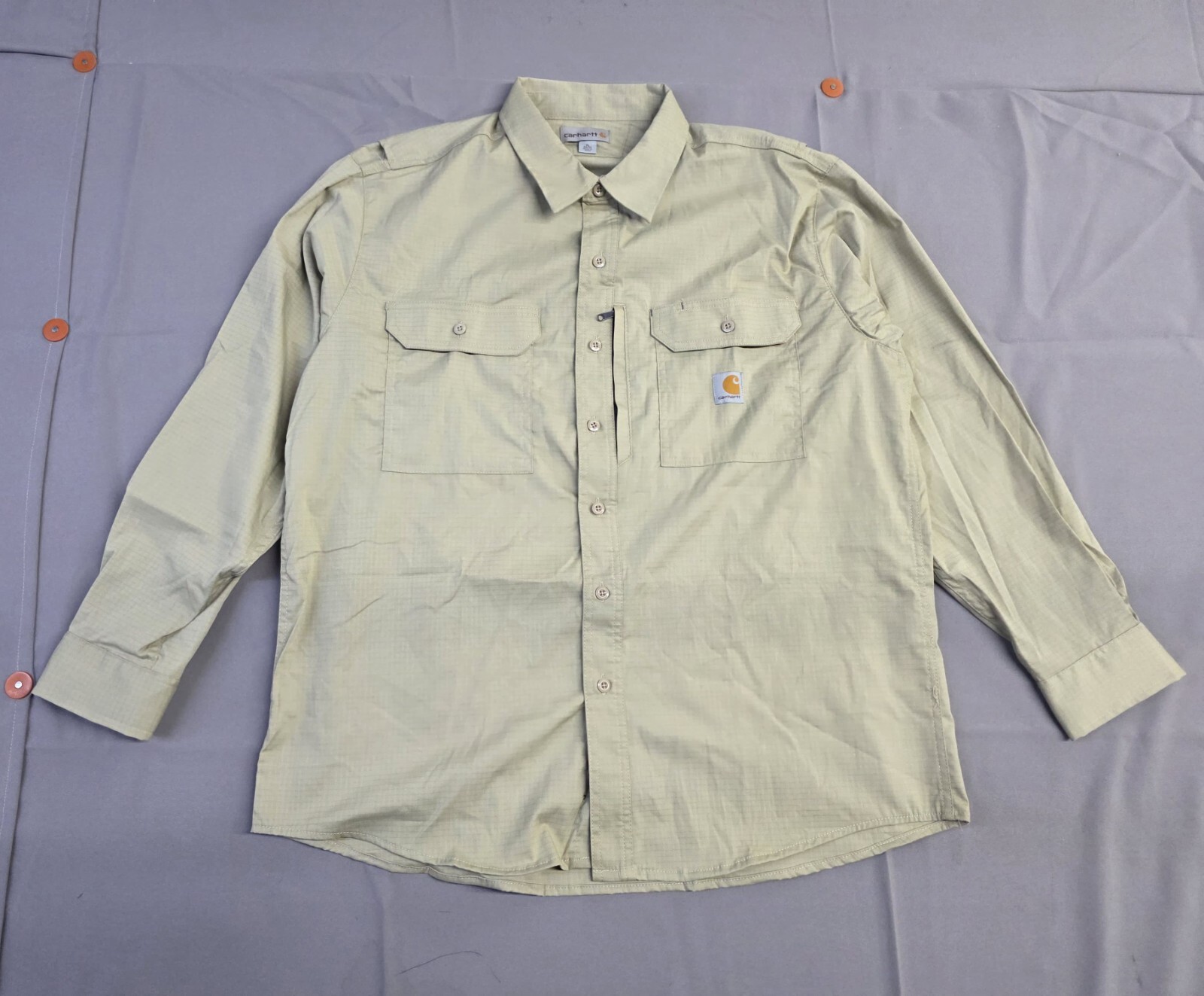 Carhartt Mens Long-Sleeve Button-Down Work Shirt, Tan