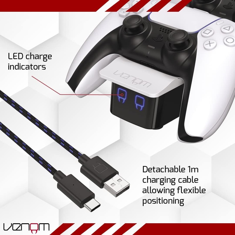 Venom PS5 Controller Twin Docking Station - White