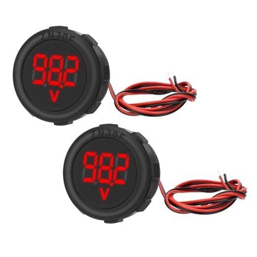 2PCS DC 4V-100V Voltage Meter, Digital Waterproof Voltmeter with Threaded Red