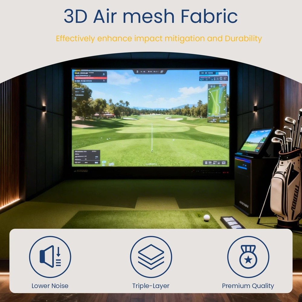 HD Golf Simulator Impact Screen Triple Layer 3D Air Mesh