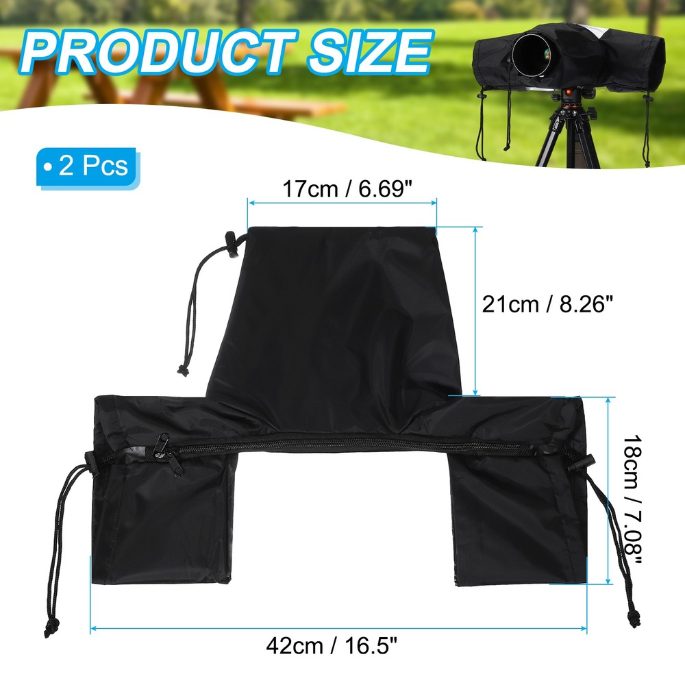 Camera Rain Cover, 2Pcs Waterproof Camera Sleeve Protector, Black