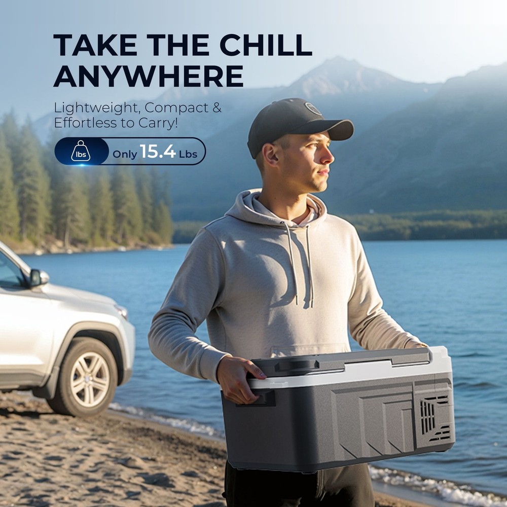 Simzlife Portable Car Refrigerator, 11 Quart Compact Freezer with Adjustable