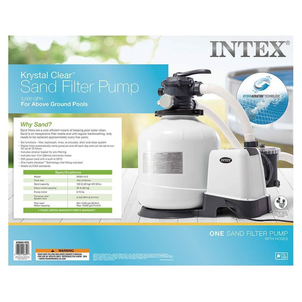 Intex 3000 GPH Above Ground Pool Sand Filter Pump with Automatic Timer(Open Box)
