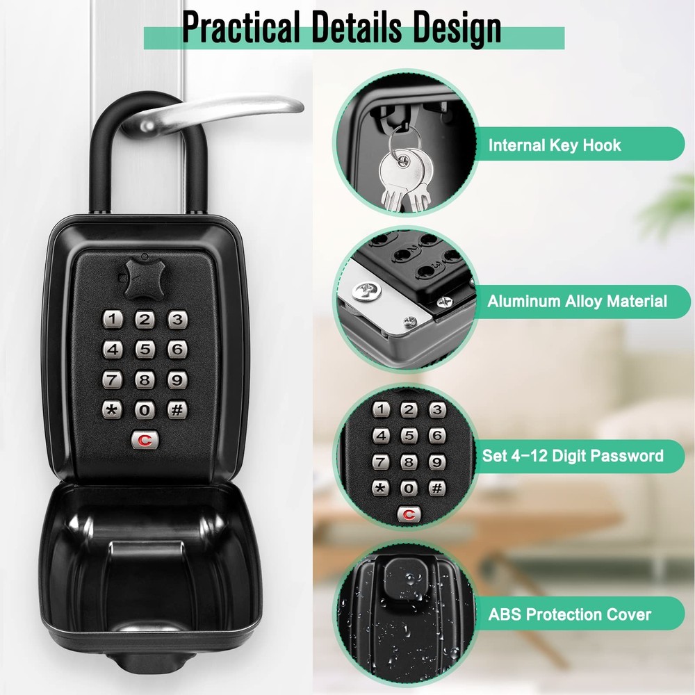 Key Lock Box For Outside 12Digit Combination Waterproof Lockbox Code Safe