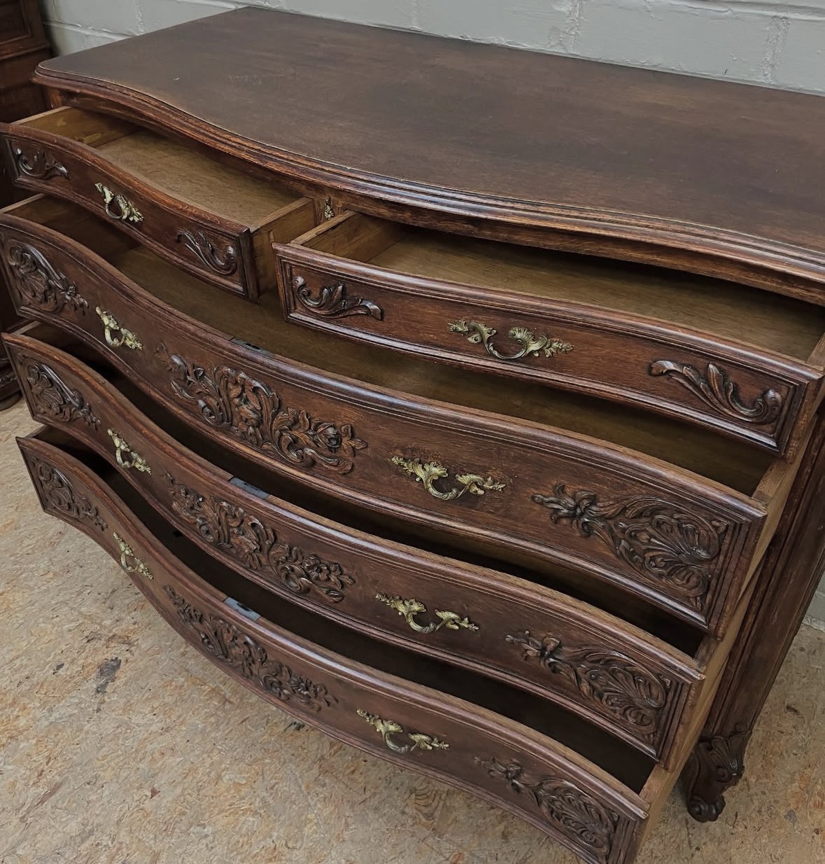 ARRIVES JUN 2025: Antique French Louis XV Style Chest of Drawers Oak Dresser