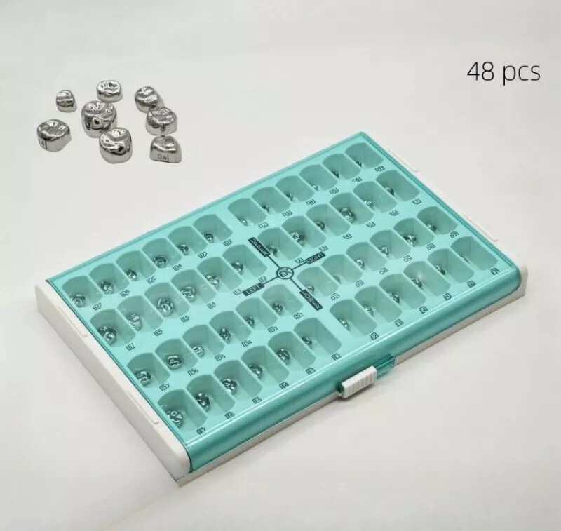48 ASSORTED PRIMARY MOLAR STAINLESS STEEL CROWNS - COMPLETE KIT