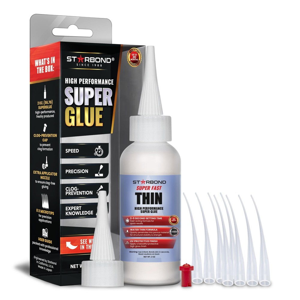 Starbond Super Fast Thin CA Glue – Super Glue Pro Kit with Precision Microtip...