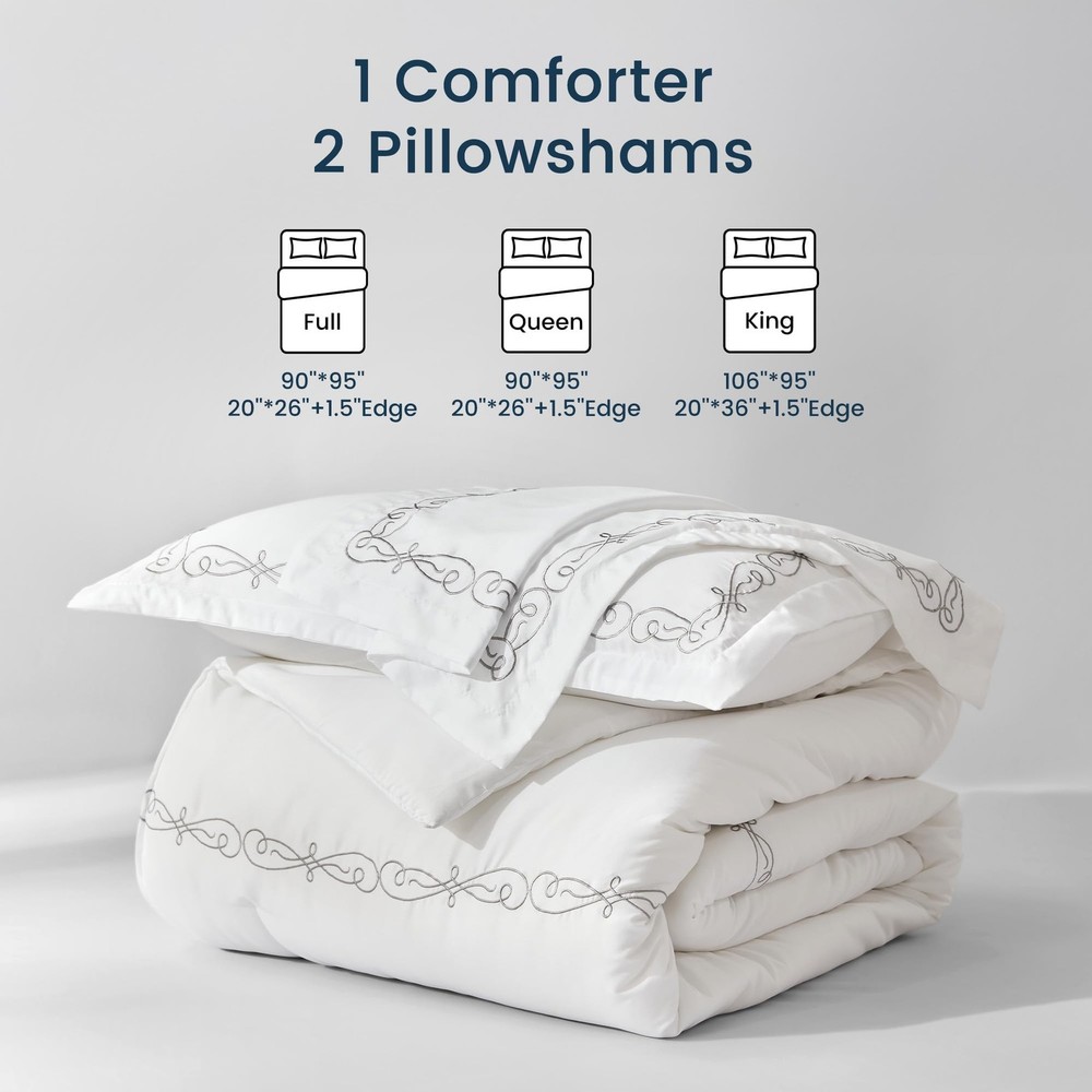 SLEEP ZONE Fall King Comforter Set, Luxury Hotel King, Elegant Scroll