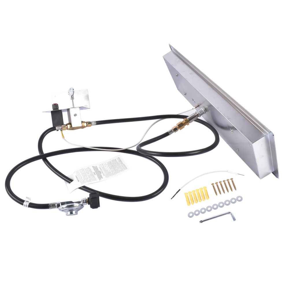 Drop-in Rectangular Stainless Steel Fire Pit Burner Kit, Propane Gas Fire Pan