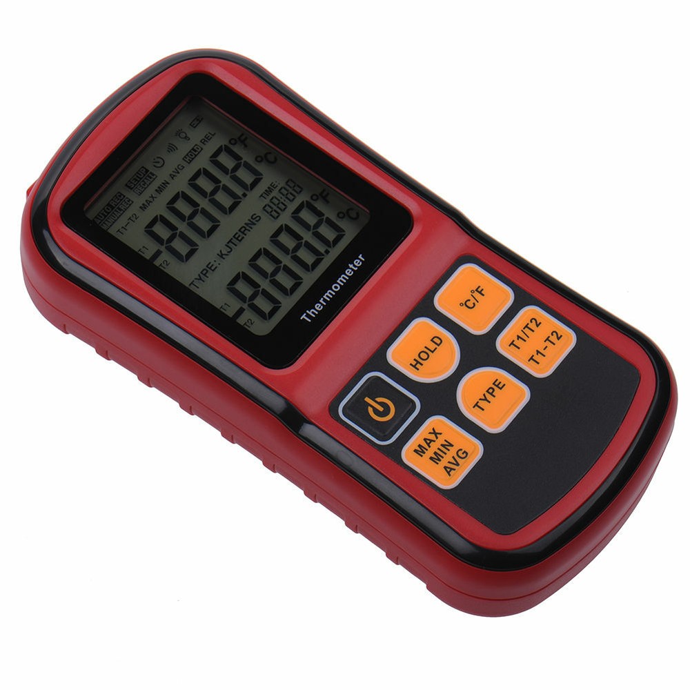 Handheld Digital Dual Channels Thermometer K-Type Thermocouple Sensor Tester
