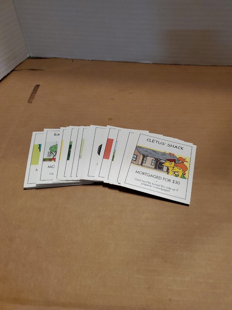 SIMPSONS MONOPOLY - Replacement title deeds cards 28 total