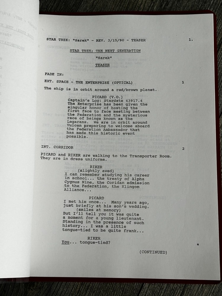 STAR TREK Script The Next Generation Sarek Final Draft March 5 1990 Picard