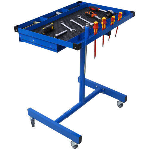 Heavy Duty Adjustable Work Table Bench With Drawer 220 lbs Rolling Tool Cart