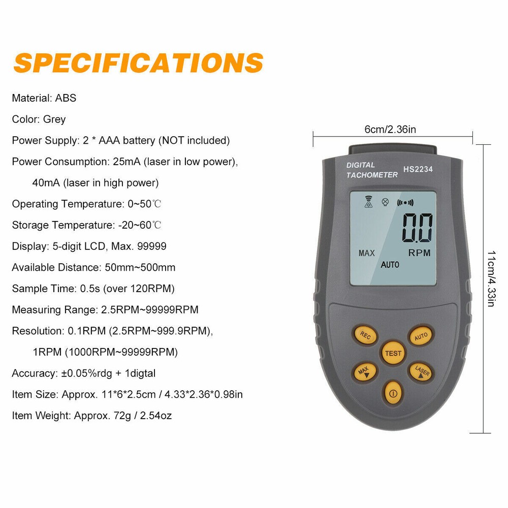 Portable High- Digital Tachometer with Manual/Automatic T4R5