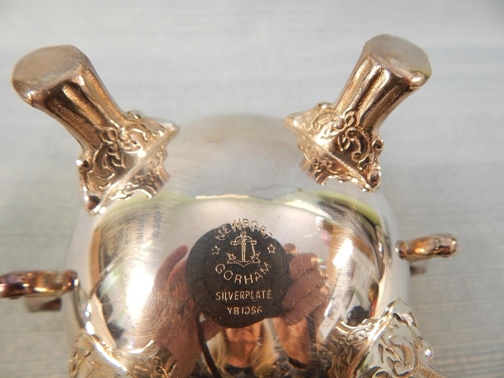 Gorham "Newport" Silver Plate Sugar and Creamer Set, Footed Excellent Condition