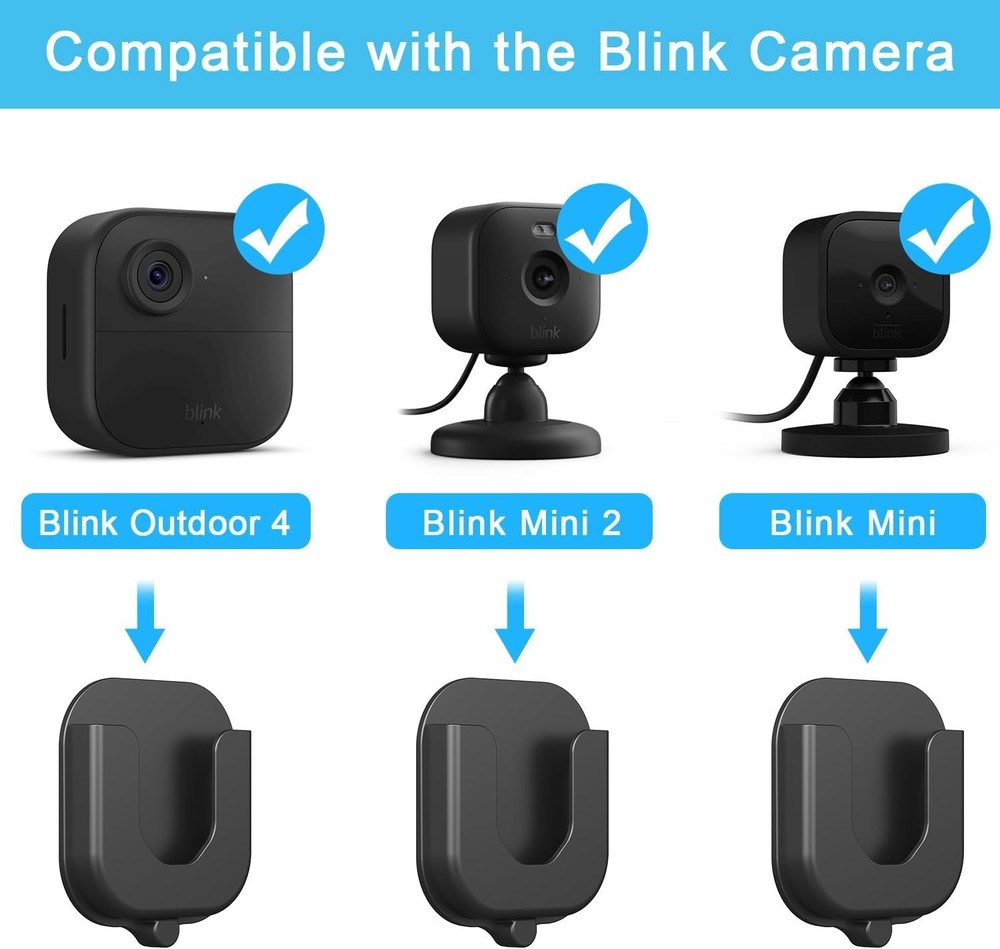 360° Adjustable Adhesive Wall Mount Bracket for Blink Security Cameras - 3-Pack