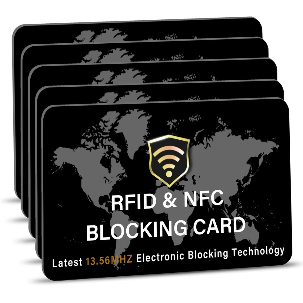 SaiTech IT 5 Pack RFID Blocking Card NFC Contactless 5 Black, Black